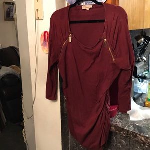 MK Burgundy Gold Zipper Blouse